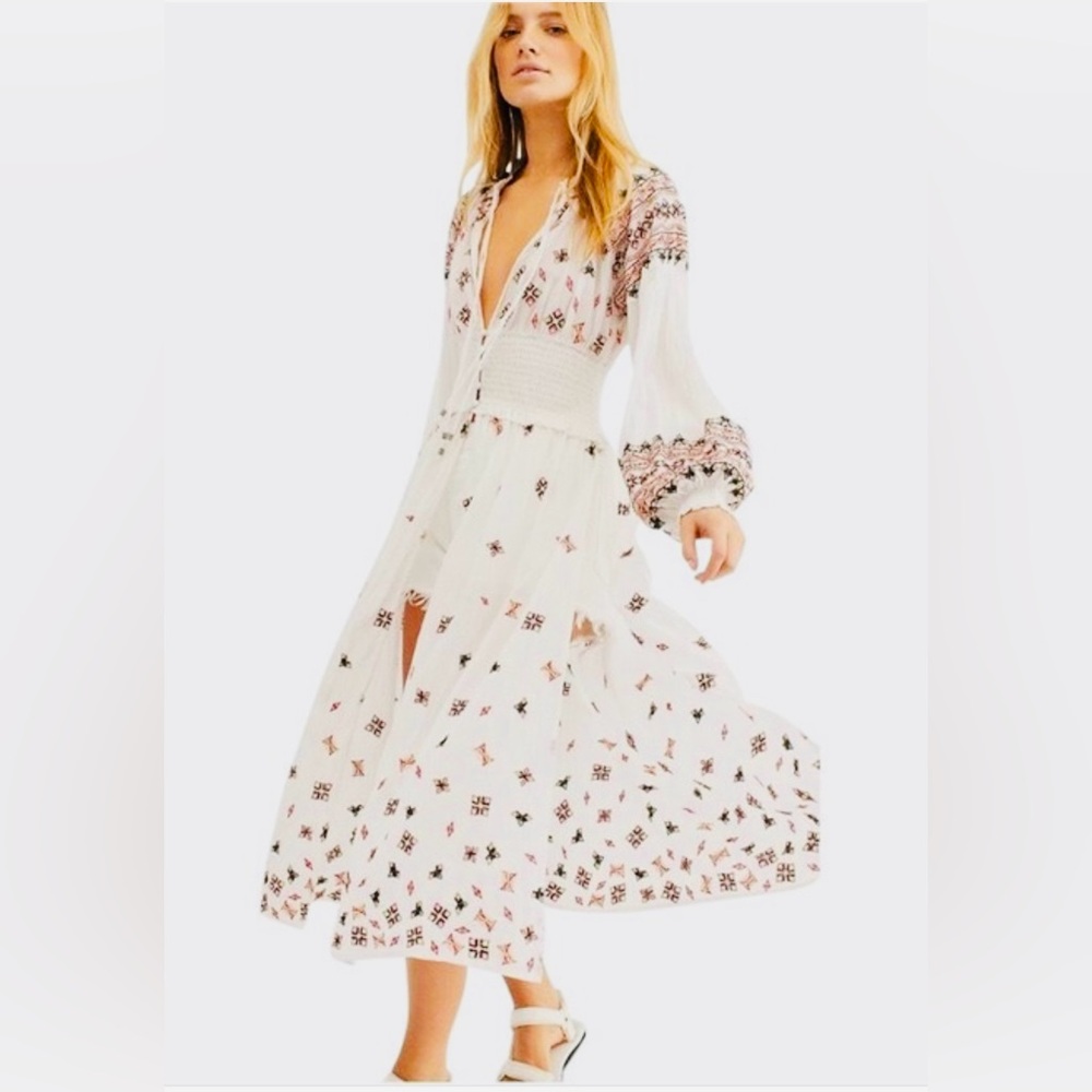 Free People White and Pink
Embroidered Tunic